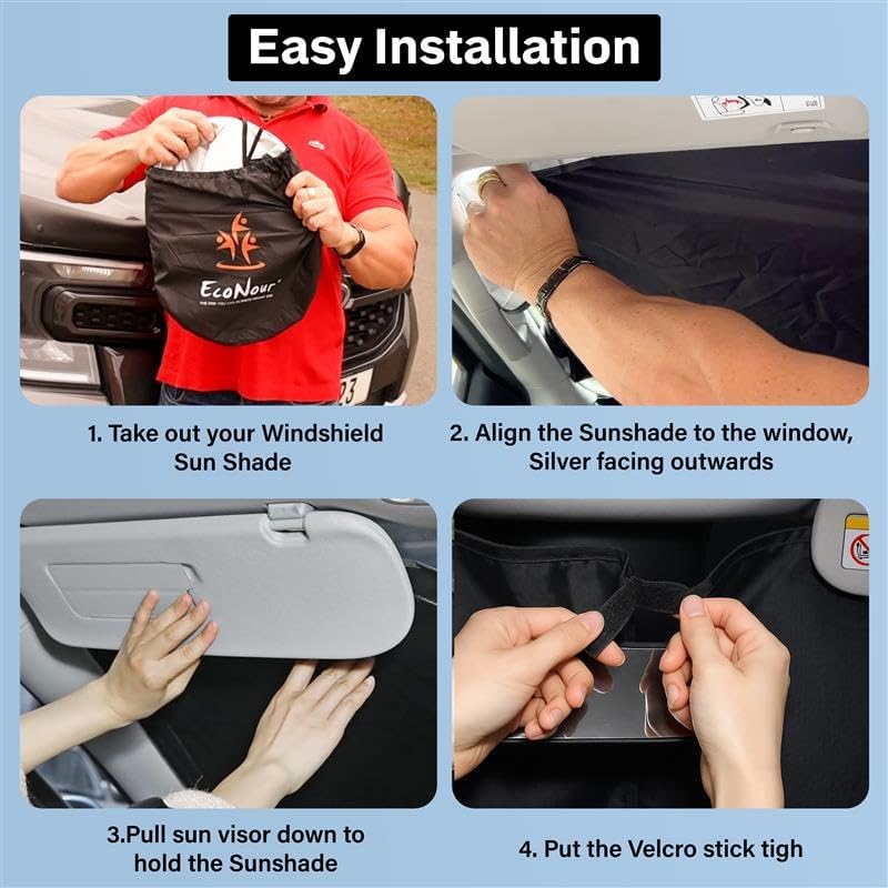EcoNour Windshield Sunshade Compatible for Ford Maverick 2022-2024 2025-240T Polyester Material Cars Sun Visor Reflector Blocks UV Rays - Foldable Sunshade Interior Protection Accessories