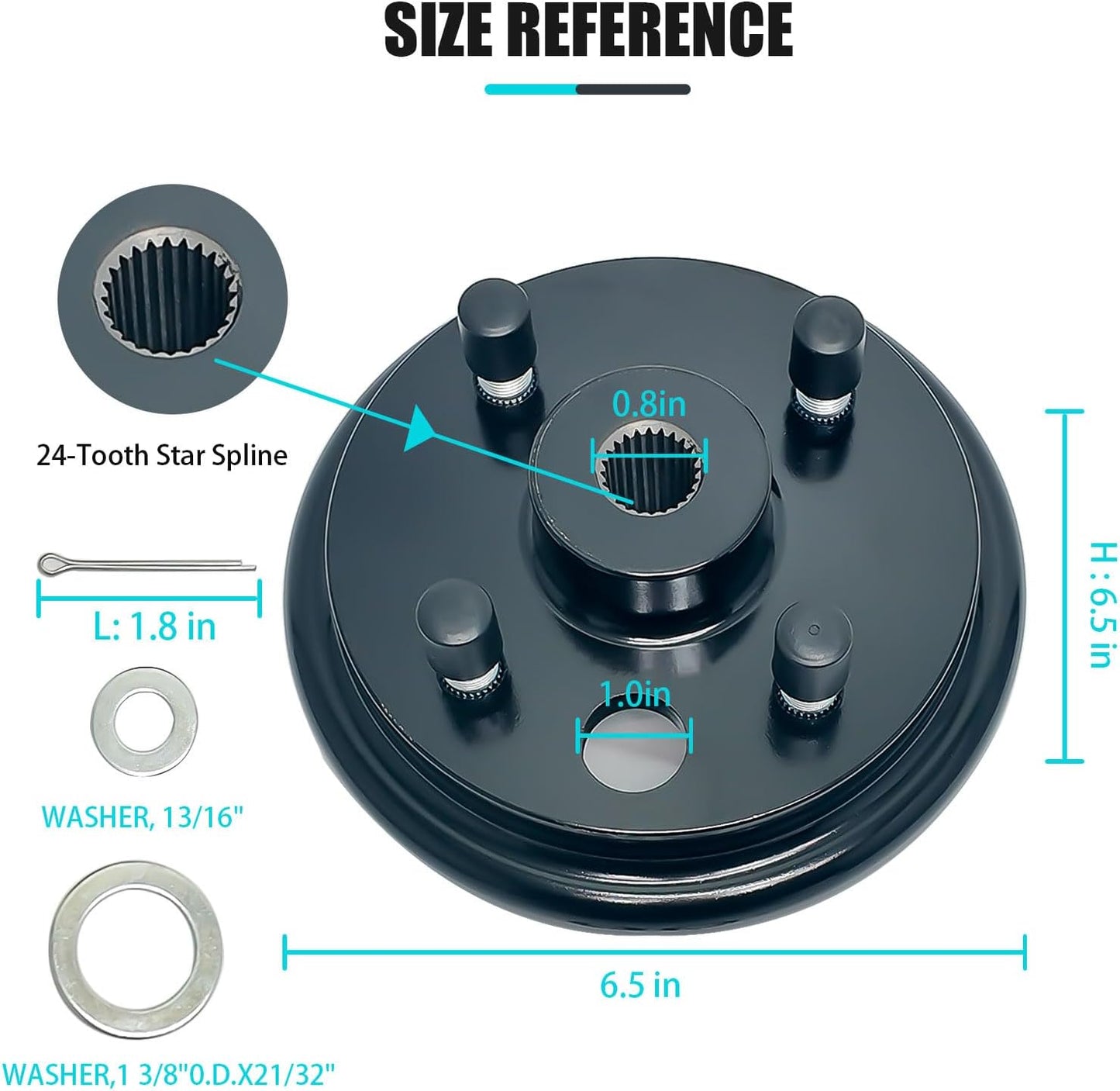 Golf Cart Brake Drum Assembly Kit for EZGO TXT, Rear Brake Drum Hub with 24 Splines Compatible with 1982-up Electric and 1982-1993 2-Cycle Gas Vehicles Replaces 19186G1P - 1 Pack