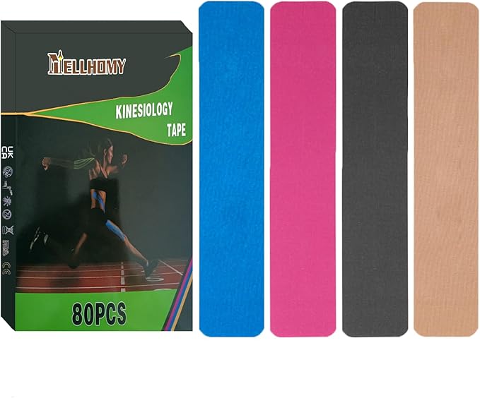 Kinesiology Tape Precut |80Strips - Elastic Pro Athletic Tape,Cotton Waterproof Breathable Sport Tape for Knee,Elbow Muscle & Joints Support & Pain Relief(Mixed)