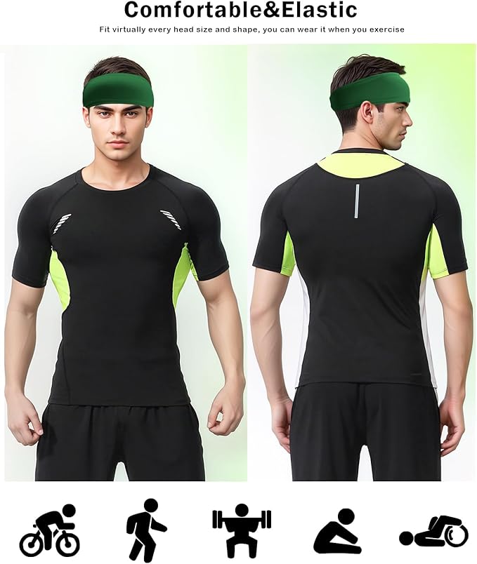Headbands for Men & Women, Sweat Headband Non-Slip Sweatband Sports Running Cycling Yoga Basketball Workout Football Training