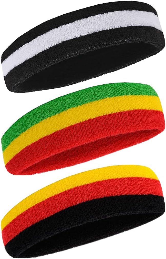 BEACE Sweatbands Sports Headband for Men & Women - Moisture Wicking Athletic Cotton Terry Cloth Sweatband for Tennis, Basketball, Running, Gym, Working Out