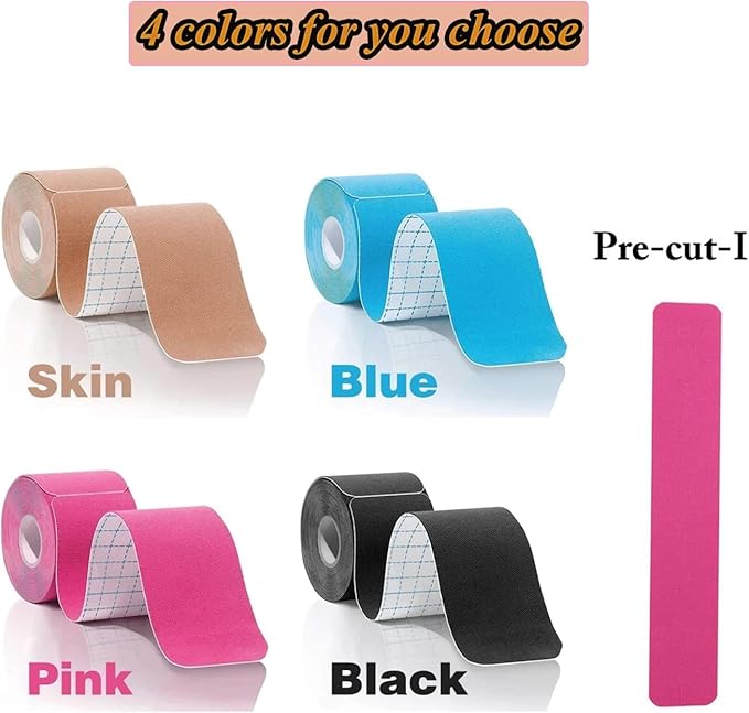 3 Rolls Kinesiology Tape Precut, Athletic Sports Tape Adhesive for Muscles Ankle Neck Knee Shoulder Promotes Recovery and Providing Support, Total 60 Precut Strips(Black)