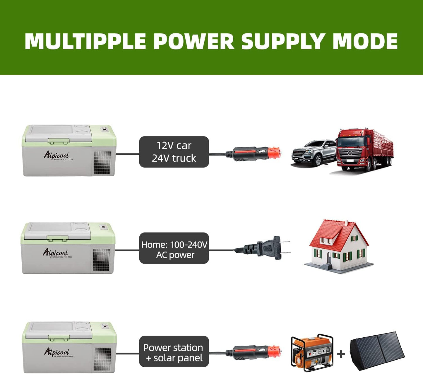 Alpicool Y16T Portable Fridge 12 Volt Car Refrigerator 16 Quart Freezer for Fishing, Camping, RV, Truck, Boat-12/24V DC