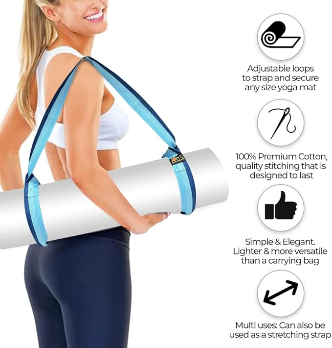 Yoga Mat Carrier Strap | Adjustable Mat Holder Sling for Carrying Mats | Thick & Comfy Texture | Yoga Mat Strap