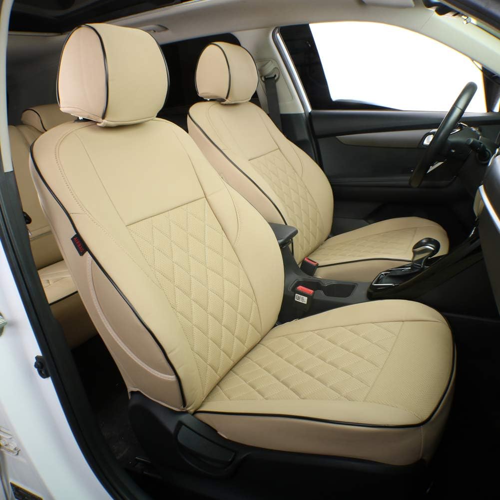 EKR Sportage Seat Covers Custom Fit for KIA Sportage S,EX,LX,SX,SX Turbo 2017 2018 2019 2020 2021 2022 Leather Car Seat Cover Full Set - Faux Leather (Beige)