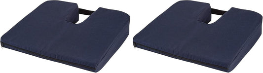 DMI Gradual Slope Seat Cushion for Coccyx, Sciatica and Tailbone Pain Used with Dining Room Chairs, Desk Chairs, Car Seats or Wheelchair Cushions, Machine Washable-Cover, 15 Inch, Navy (Pack of 2)