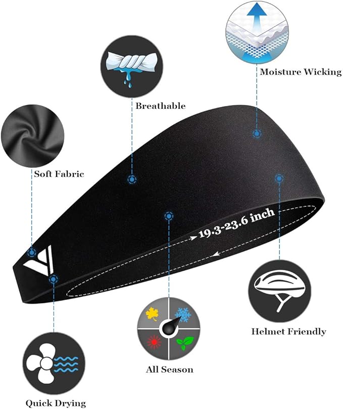 Vgogfly Running Headbands for Men Sweatbands Sports Sweat Bands Mens Workout Thin Fitness Gym Yoga 4 Pack…