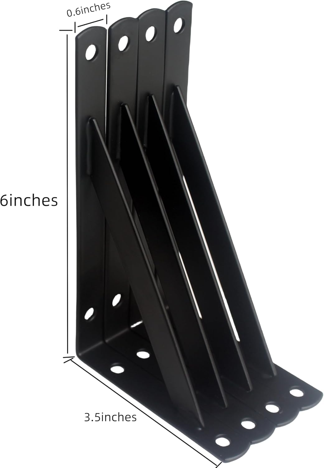 4 Pack L6 x H 3.5" Black Heavy Duty Shelf Brackets with Screws Metal Shelf Brackets Shelf Support Angle Brackets for Shelves L Brackets Heavy Duty Floating Shelf
