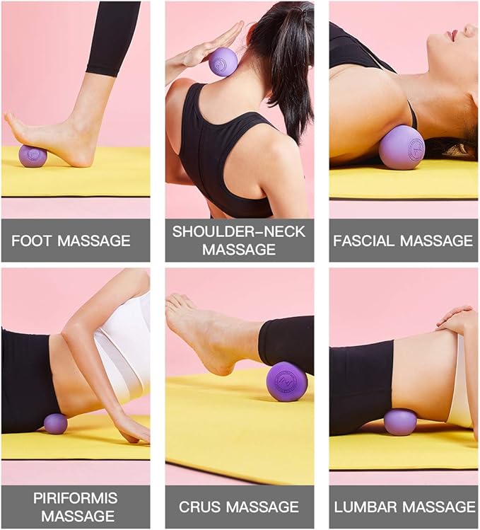 Massage Lacrosse Balls for Myofascial Release, SGS Certification, Massage Deep Tissue for Back and Shoulder, Trigger Point Therapy, Muscle Knots, Relieving Muscle Pain, Yoga Ball for Feet