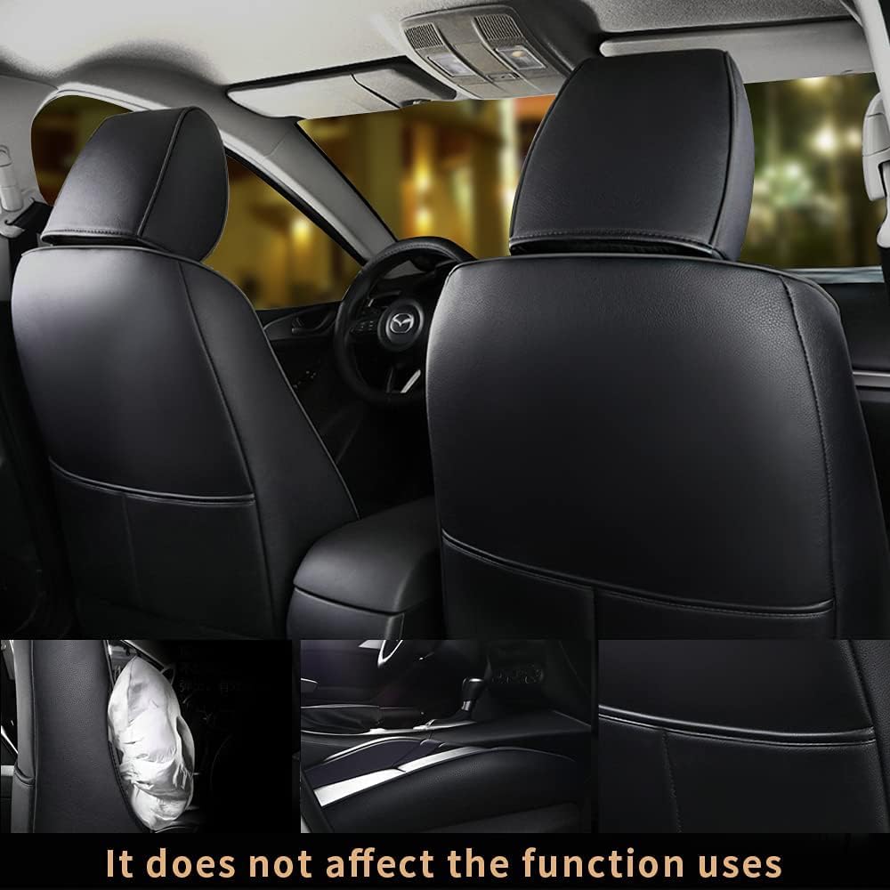 Car Seat Covers Fit for Mazda 3 2014 2015 2016 2017 2018 - Full Set Black Customized Seat Covers