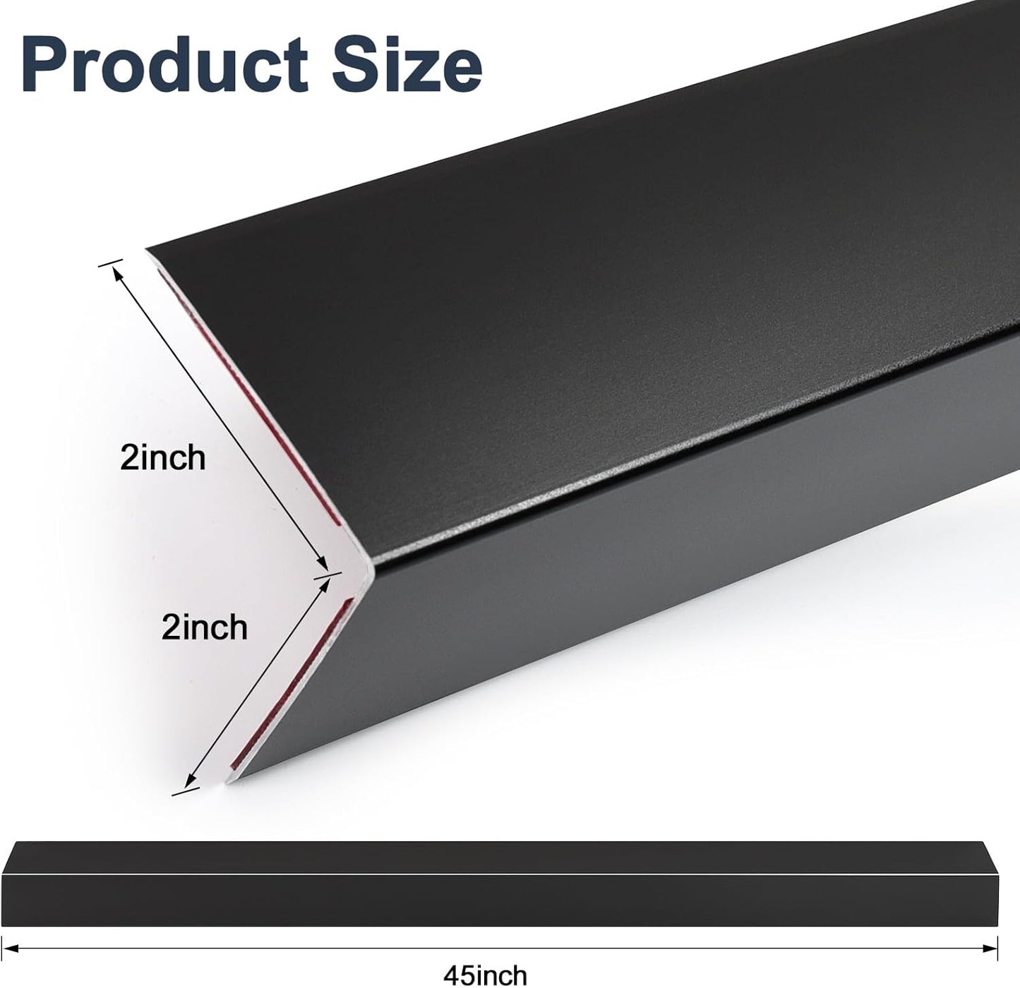 4PCS 45" Black Metal Corner Protectors, Aluminum Self Adhesive Corner Guards, Metal Wall Edge Protector Strip, Furniture Corner Protectors, Wall Cabinet Baseboard Decoration 45" x 2"