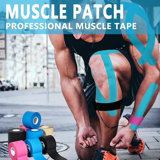 Kinesiology Tape Pro 1/2/5 Rolls, 2 Inch High Elasticity Sports Tape Therapeutic Pain Relief–Physio Tape for Muscle Recovery & Joint Support, Waterproof & Hypoallergenic & Breathable–Dark Blue