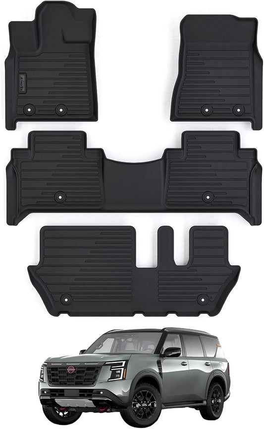 Floor Mat for Nissan Armada Infiniti QX80 2025 (Only for 8 Seats) TPE All Weather Protection Car Floor Liners Accessories