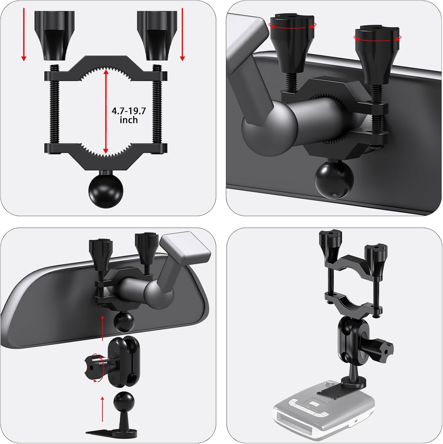 Radar Detector Mirror Mount,Radar Detector Mount,Suitable for Escort MAX,MAX 2,2015-2019 MAX360 Radar Mounting Base,with W/EZ Connection(Not Applicable to MAX 3 and MAX360C Model)