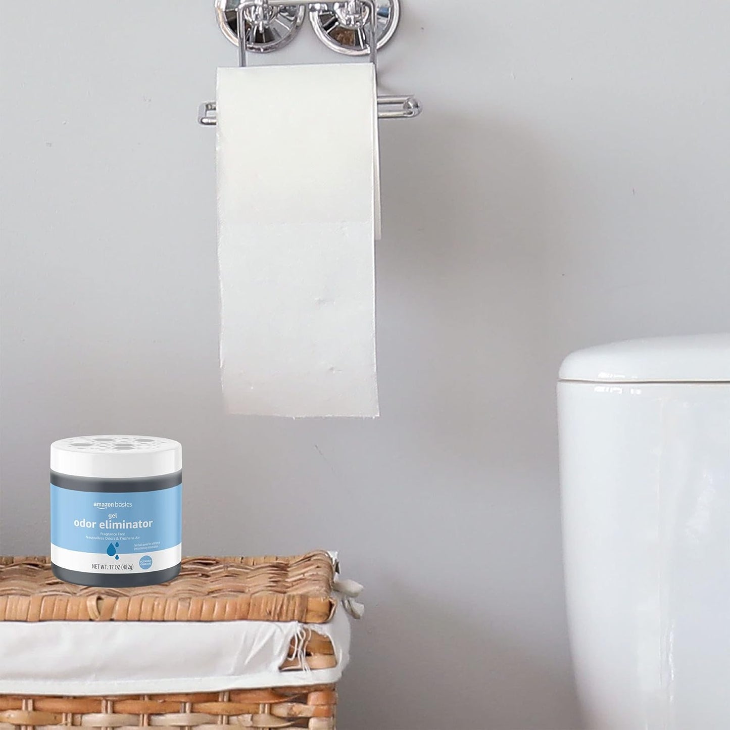 Amazon Basics Gel Odor Eliminator, Activated Charcoal, Fragrance Free, 17 Oz, Pack of 1