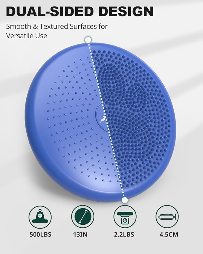 Trideer Wobble Cushion with Inflation Pump - Wiggle Seat for Sensory Kids(Multiple Colors), Balance Disc (Extra Thick)