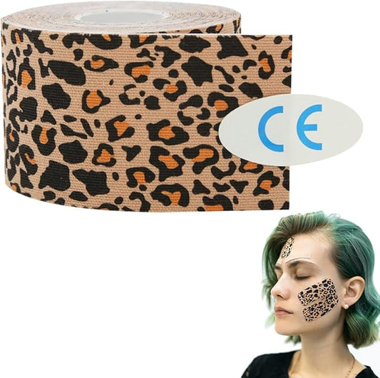 Kinesiology Tape (2 inchX16.4ft Per Roll) Waterproof Latex Free Athletic Tape for Knee, Joint, Muscle Protect - Elastic Therapeutic Sports Tape -Improve Blood Circulation, Swelling (Leopard)