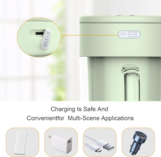 Portable Blender, 10 oz Mini Personal Blender for Smoothies, Fruits, and Veggies with Rechargeable USB, Easy to Clean suitable for Traveling or Camping(Green)