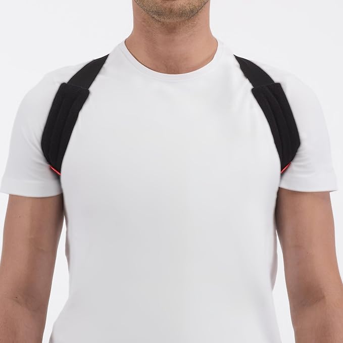 MUELLER Sports Medicine Posture Corrector for Women and Men, Adjustable Back Support for Scoliosis, Kyphosis & Text Neck, One Size, Black