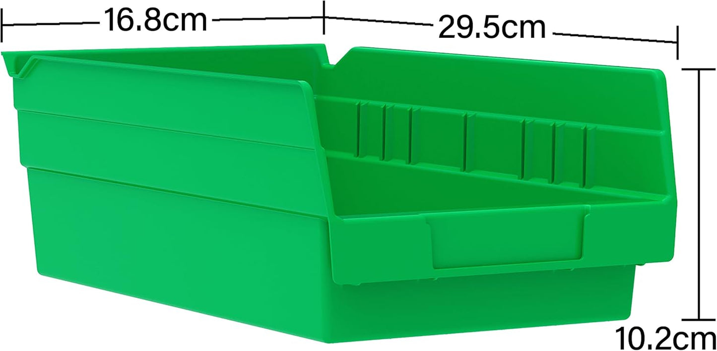 Akro-Mils 30130 Plastic Shelf Bins, Heavy Duty Storage Bins for Garage, Closet, and Drawer Organization, 12-Inch x 6-1/2-Inch x 4-Inch, Yellow, 12-Pack