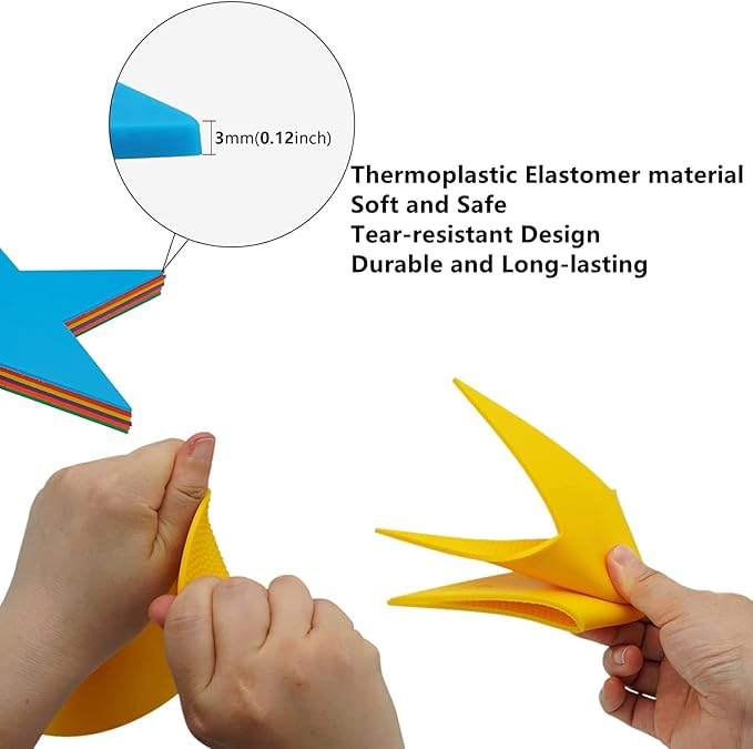 12pcs Colorful Star Arrow Spot Marker Non-Slip Directional Carpet Marker for Training Agility, Kids Classroom Activity, Gym, Sport, Home (Star)