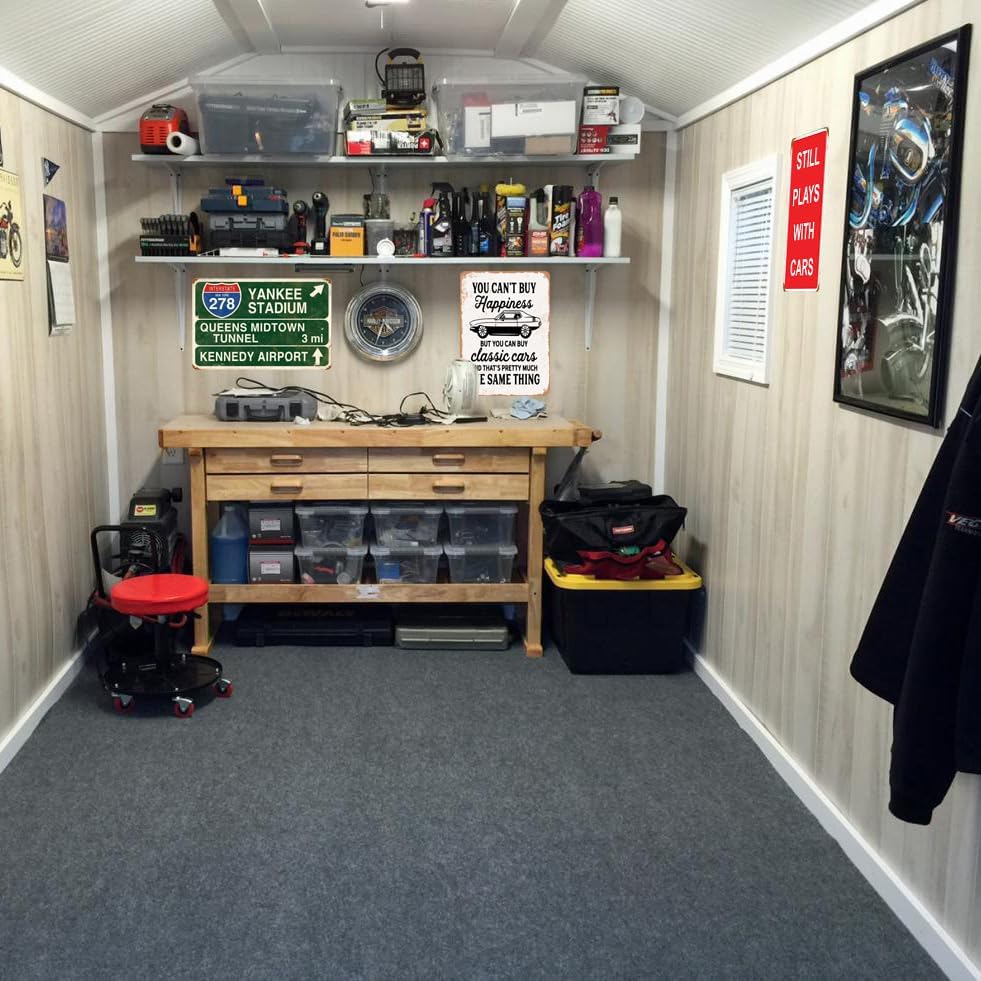 HomDeo Funny Vintage Plays with Cars Metal Sign Garage Man Cave Home Bar Decor 8x12 Inch