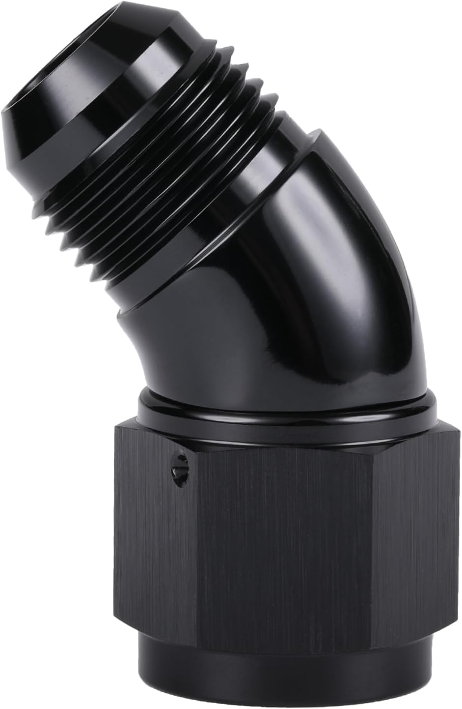 45 Degree 10AN Male to 10AN Female Swivel Full Flow Fitting Adapter Coupler Aluminum Black