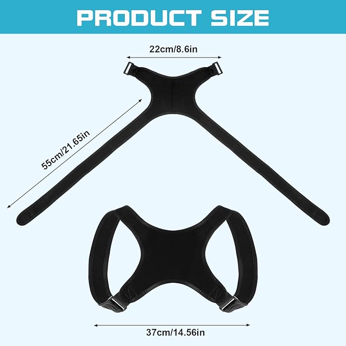 Geyoga 2 Pieces Posture Corrector for Women and Men, Adjustable Back Straightener, Neck Pain Relief, Breathable Shoulder Support, Posture Back Brace
