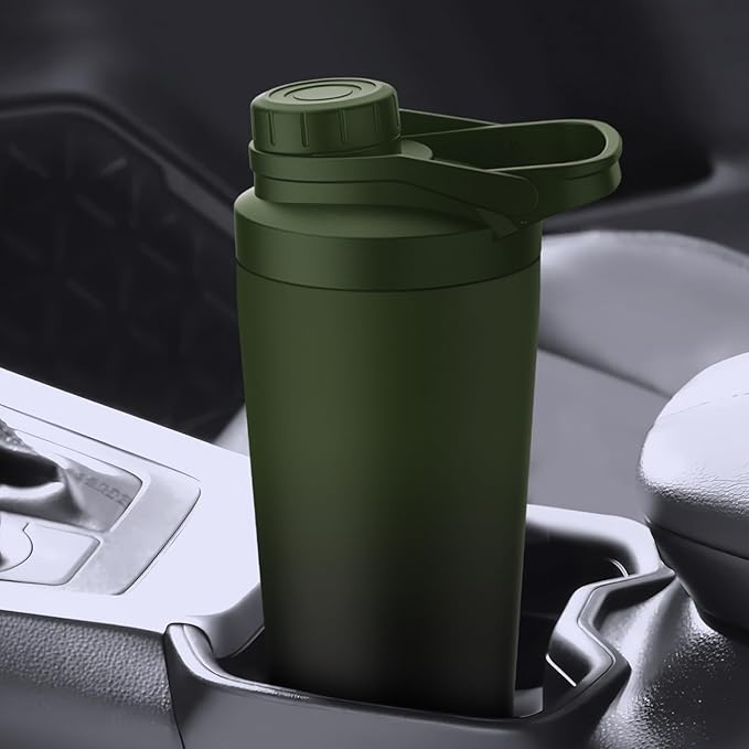 Stainless Steel Shaker Bottle with Noise-Free Design - Patented 24 oz Insulated Metal Shakers Bottles Cup for Protein Mixes and Pre Workout 100% Leak Proof (Black Forest)