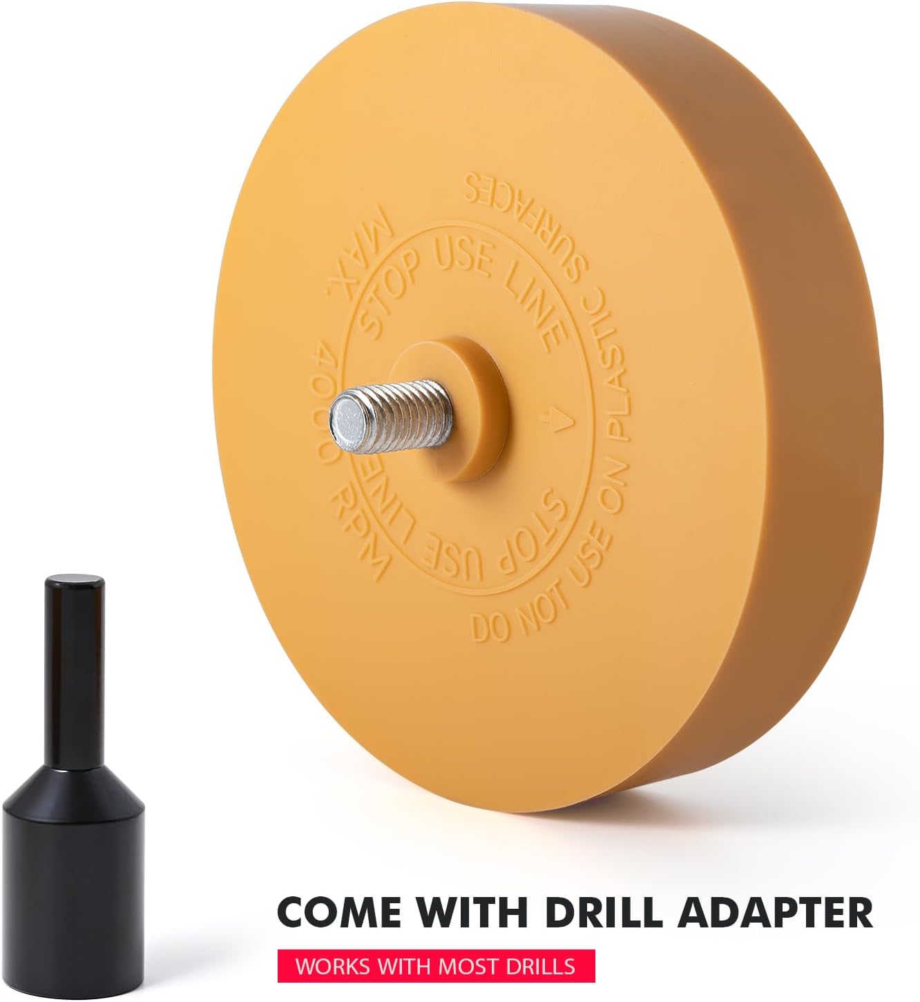 FOSHIO 2 Pack Decal Remover Eraser Wheel with Adapter 4 inch Rubber Eraser Wheel for Drill Removes Car Decal Vinyl Tape Graphics Pinstripe Sticker Adhesive Remover (2 Pack Solid)