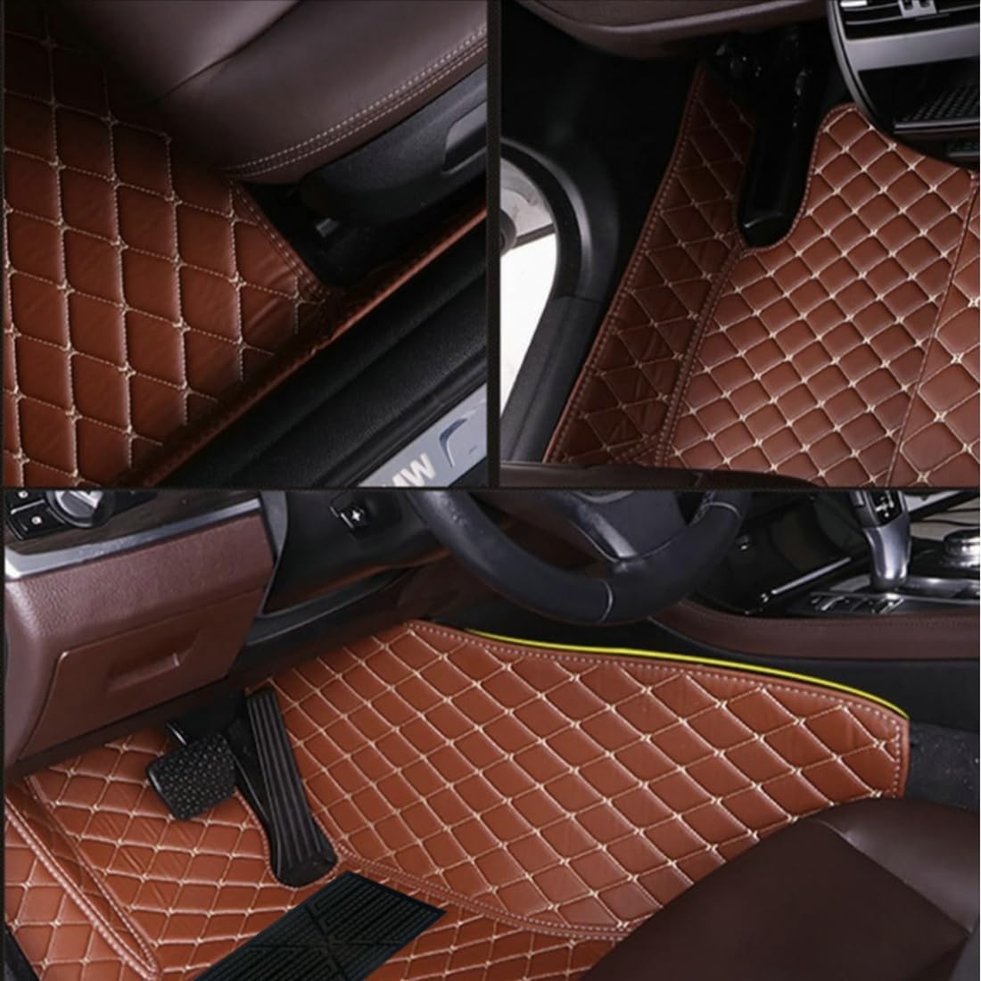 Custom Personalized Floor Mats for Cars，Luxury Full Coverage All Car Floor Mats，Anti-Slip Leather Car Mat Set ，Custom Floor Mats for 99% of Cars, Trucks & SUVs. (Sky Blue and Black)
