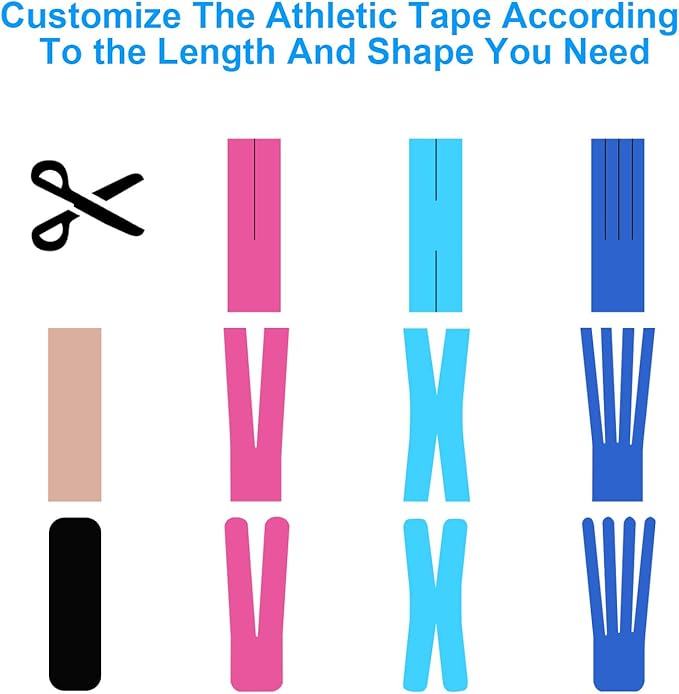 Kinesiology Tape Athletic Tape Sport Tape, Lychee Supports & Protects Muscles, Waterproof and Latex Free, Breathable Elastic for Sport Activity, No Precut (Light Blue, 6 Rolls)