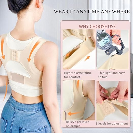 WEEOATAR Posture Corrector,Upper Back Brace Easy to Use,Highly Elastic Posture Trainer,Adjustable Back Straightener Brace,Posture Corrector Strap for Adults and Kids(Yellow,M)