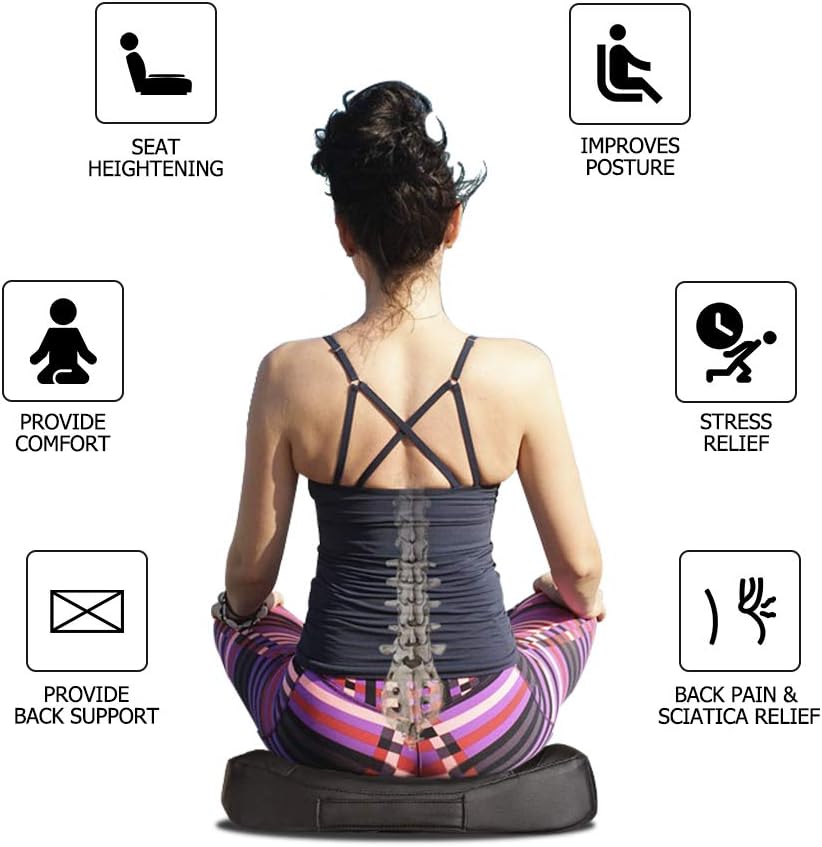 Car Memory Foam Heightening Front Seat Cushion for Short People Driving, Hip(Coccyx/Tailbone) and Lower Back Pain Relief Butt Pillows, Adult Booster Seat for Car. (Black)