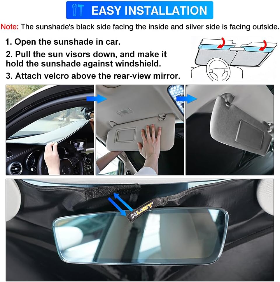 KUST Windshield Sun Shade for 2021-2024 2025 2026 Hyundai Elantra Accessories Sunshade Window Sun Visor Protector Foldable Blocks UV Rays Keep Your Car Cooler