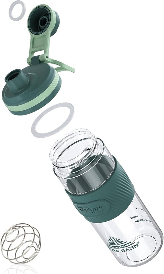 Shaker Bottle for Protein Mixes - Super Creamy Fitness Protein Shakes, 650ml/23oz - Durable, Leak-Proof (Green)