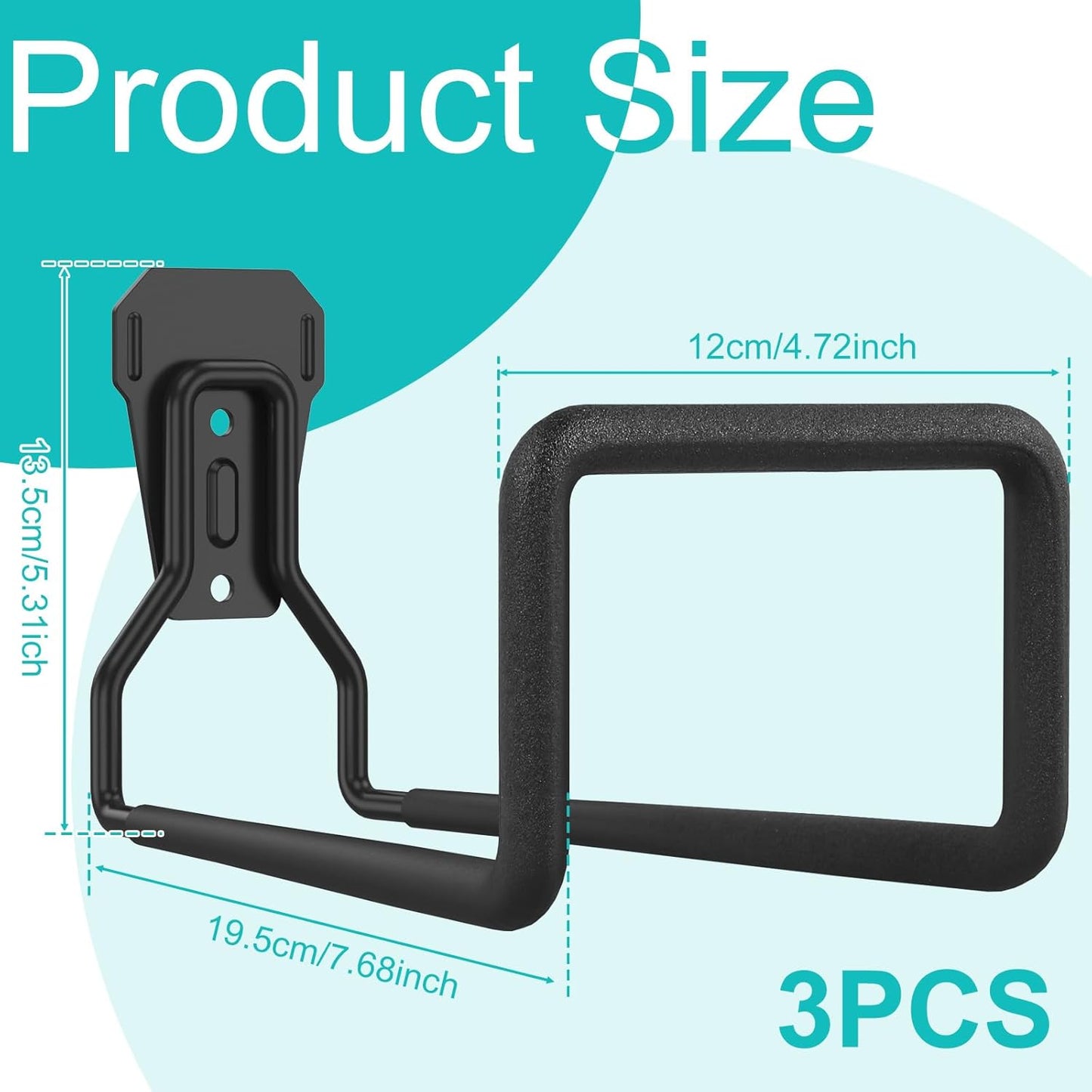 3PCS Metal Garden Hose Hook Heavy Duty Water Hose Hook Wall Mounted Garage Hook Sturdy Storage Bracket Stand Organizer 120lbs for Water Extension Cords Black