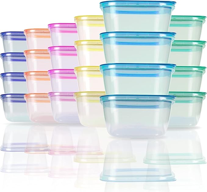 SCANDINOVIA - 25 oz Food Storage Containers with Lids - 24 sets - Dry & Hot Plastic Meal Prep - BPA Free Bento Box - Dishwasher, Microwave and Freezer Safe Stackable Clear Rectangle Bowls