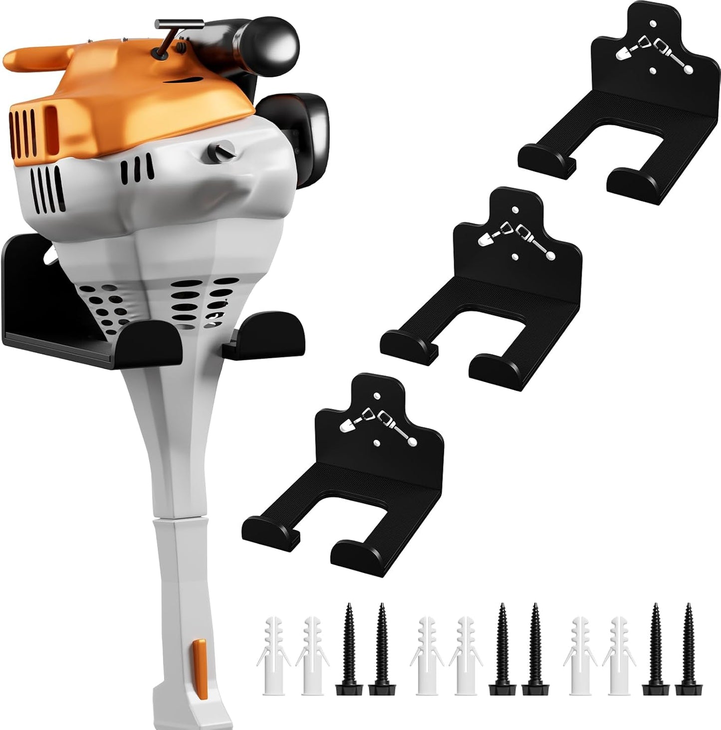 Garage Organization Storage Trimmer Rack, Garden Power Tool Hanger for Grass Trimmer, Hedge Trimmer, Garden Tools, Heavy Duty Weed Whackers Holder Wall Mounted Tool Organizer, 3 Packs