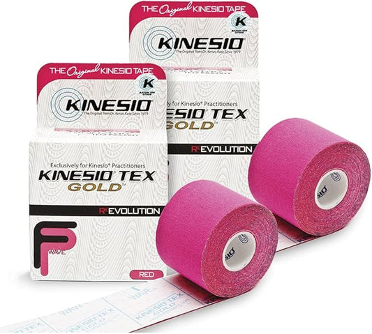 Kinesio Taping - Elastic Therapeutic Athletic Tape Tex Gold FP - Red – 2 in. x 16.4 ft - 2 Pack