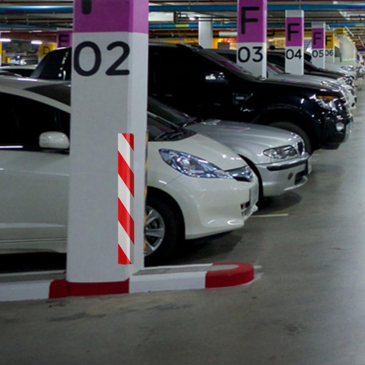 VOSAREA 4pcs Reflective Foam Wall Protector for Garage Poles Corner Guard Padding for Parking Garages Wall Guards to Protect Walls