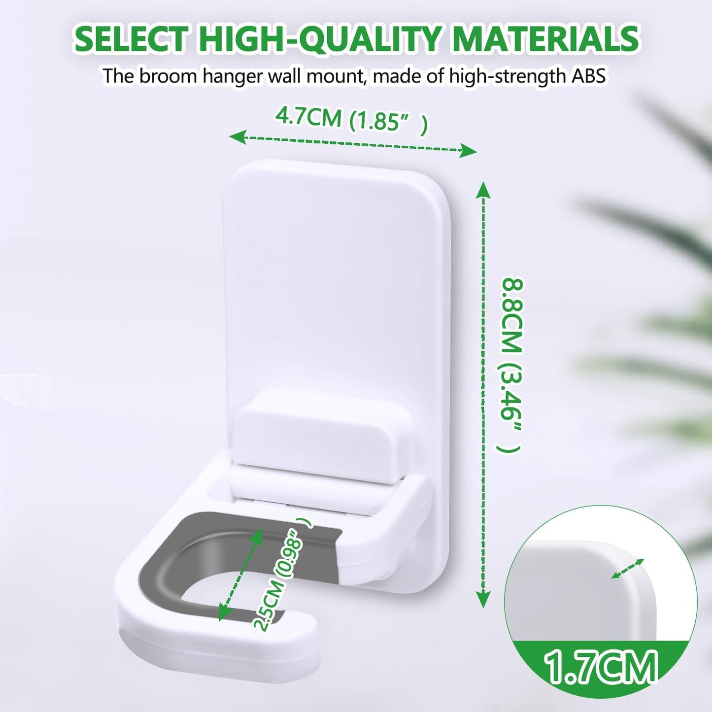 3pack Broom and Mop Holder Wall Mount No Drill Mop and Broom Gripper Mop Handle Hanger Household Cleaning Organizer, Holds up to 6 lb