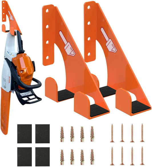 Chainsaw Holder -2 Pack- 180LB Heavy-Duty Alloy Steel Wall Mount Set, Chainsaw Accessories, Universal Fit for Stihl, Husqvarna, Echo Saws, Rust-Proof & Space-Saving Design (Garage, Workshop)