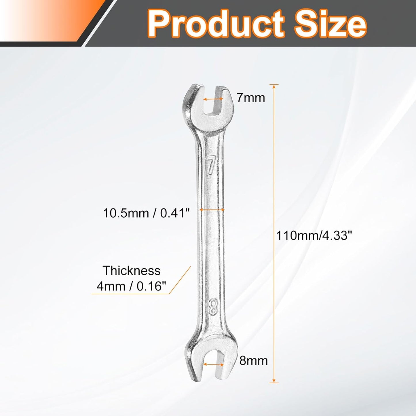 HARFINGTON 2pcs Double Open End Wrench 7mm x 8mm Metric 15 Degree Offset Angle Small Flat Head Wrench Galvanizing Open Ended Spanner for Automotive Repair Furniture Assembly