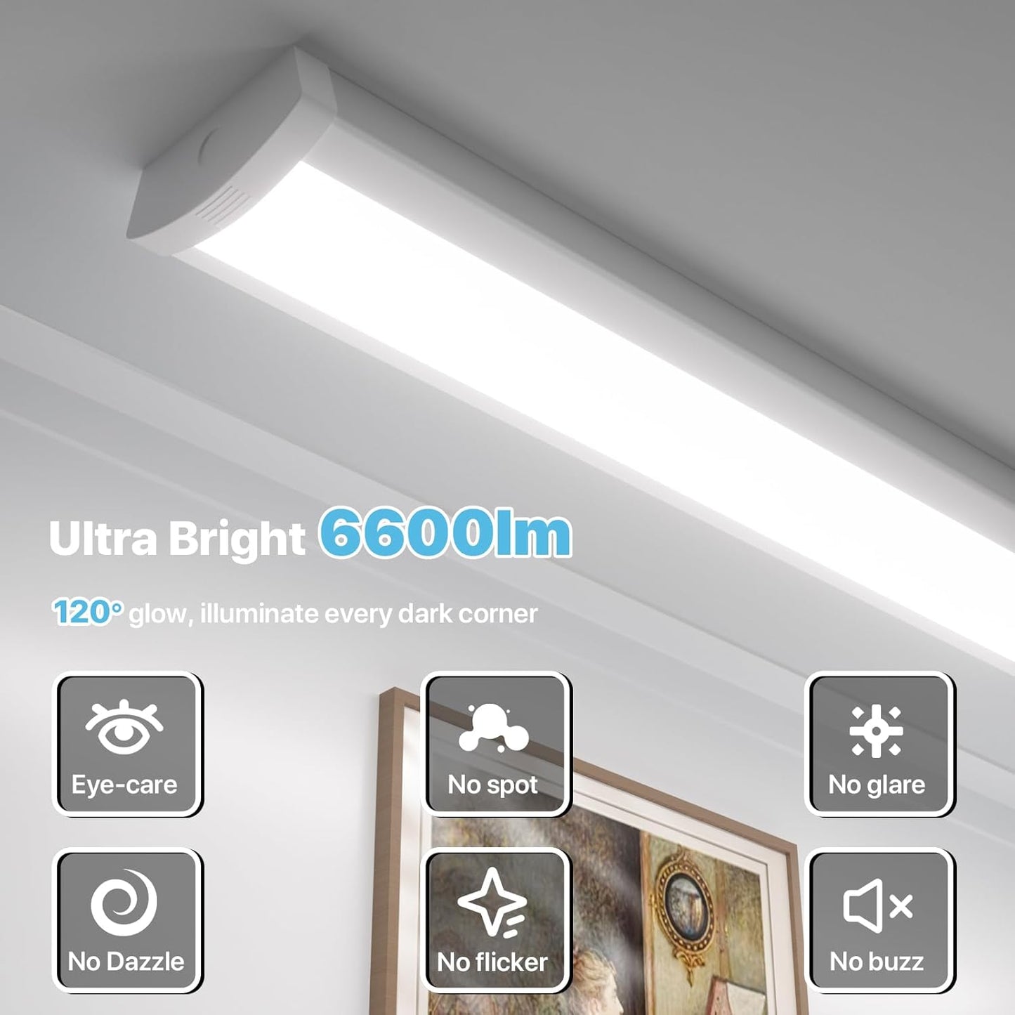 HYPERLITE 60W LED Wraparound Light 4 feet,6600LM LED Shop Lights Fixture with 3 Wattages for Garage,4000K Neutral White Wrap Light AC120V, 48inch Led Fixtures for for Garage, Office, Kitchen,6P