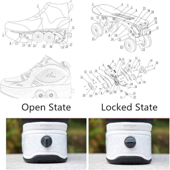 Double-Row Deform Wheel Automatic Walking Shoes Invisible Deformation Roller Skate 2 in 1 Removable Pulley Skates Skating Parkour