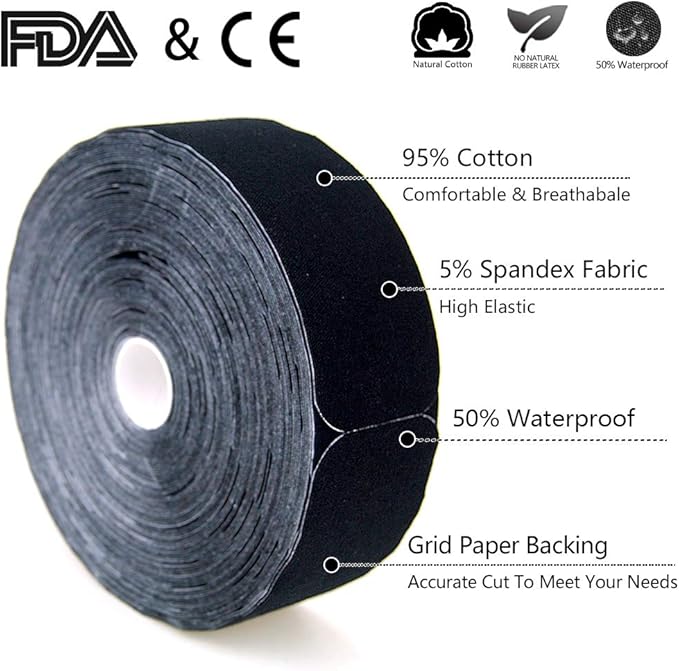 AUPCON Kinesiology Tape Elastic Tape Hypoallergenic Breathable Cotton Sports Muscle Tape Adhesive Tapes for Medical Purposes