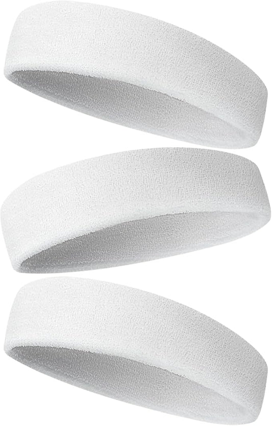 Sweatbands Sports Headband for Men & Women - Terry Cloth Moisture-Wicking Sports Towel Headband for Tennis, Basketball, Running, Gym, and Fitness Working Out