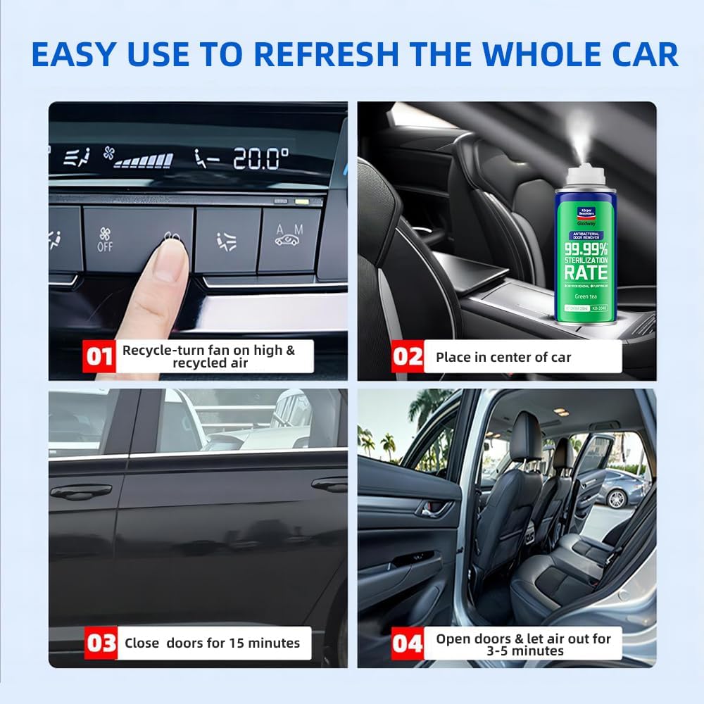 Glodway Whole Car Air Refresher,Odor Eliminator Remover Spray For Car,Green Tea Strong Freshener With Odour Eliminator Technology,Long-Lasting Scent,6 Ounce(Pack of 1)