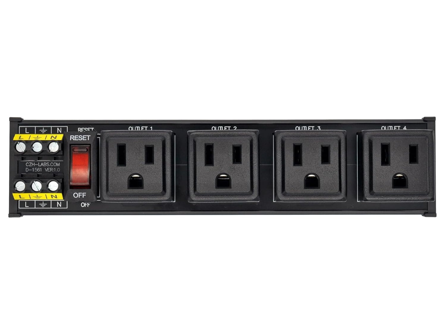 DIN Rail Mount AC 120V NEMA 5-15R 4 Receptacles Outlet Power Strip Module, with Rocker Switch Thermal Circuit Breaker Overload Protector